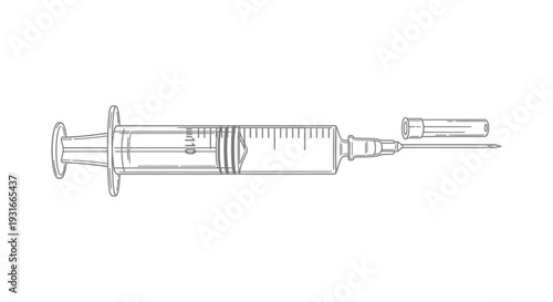 a sterile medical syringe with a detached needle cap illustrating healthcare and vaccination procedures