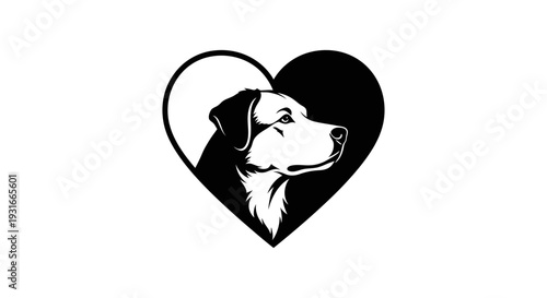 minimalist black and white dog head within a heart shape a powerful symbol of pet love and animal companionship