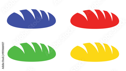 Four colorfully designed baguettes arranged in a square formation on a plain background
