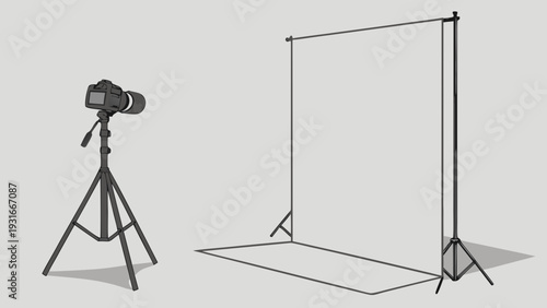 Professional photography studio setup with camera and backdrop 1.
