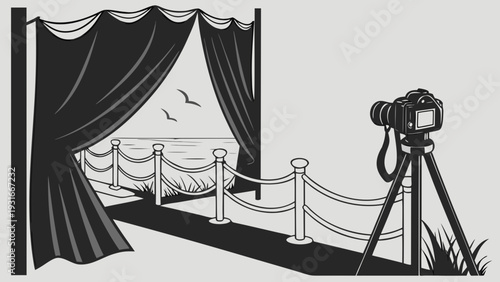 Red Carpet Event with Camera and Curtains.