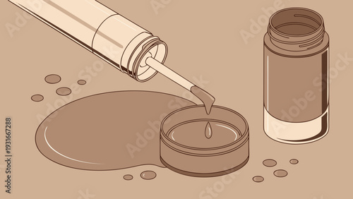 Spilled nail polish on a surface with an open bottle and brush.