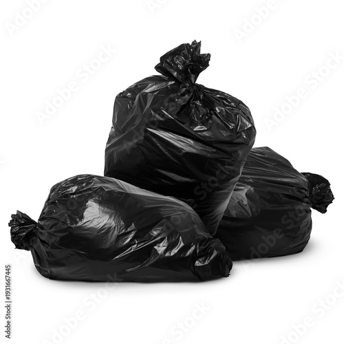 Collection of Full Plastic Trash Bags for Waste Disposal on Transparent Background Png