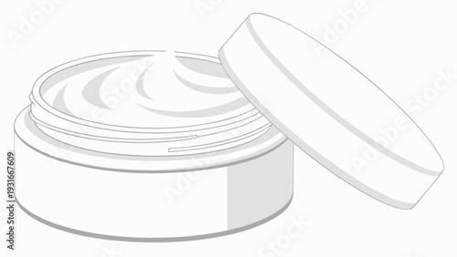 White Cream Jar with Open Lid for Skincare or Beauty Products.