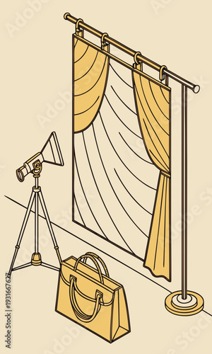 Professional photography studio setup with lighting equipment and backdrop.