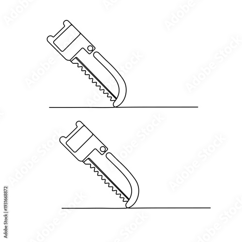 One line drawing of a professional hacksaw for metal cutting

