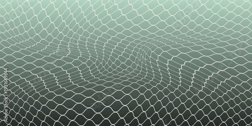 Soccer Ball illuminated green light in the Goal Net. illustration. vector eps10.