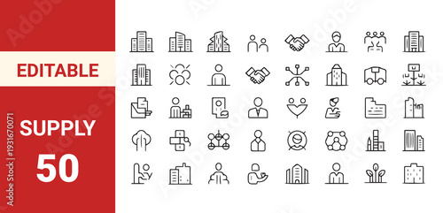 Supply chain icon set. Editable line icons. Vector illustration.