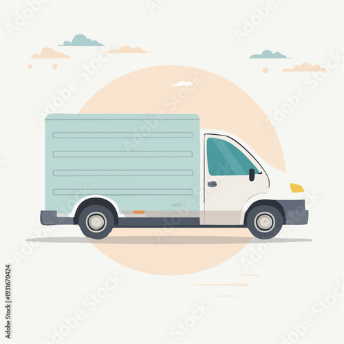 Modern Logistics Delivery Van Illustration for Efficient Urban Transport Services and Commercial Freight