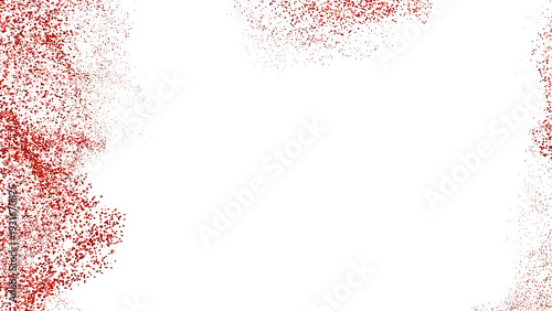 大量に飛び散る粒子、粉、紙片：赤　背景透過