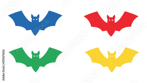 Colorful bat silhouettes with distinct vibrant backgrounds