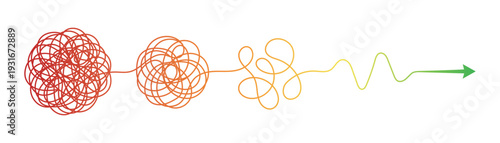 Continuous line art representing confusion to clarity with arrow to bullseye. From chaos to clarity one line continuous drawing