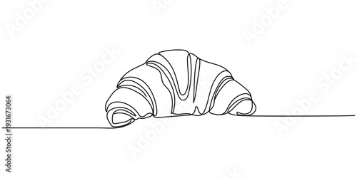 Croissant outlines Continuous one line drawing vector illustration Editable stroke
