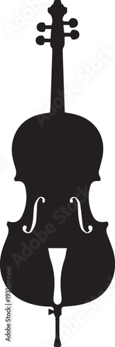 Classic Cello Silhouettes with Endpin Front View for Orchestral Music
