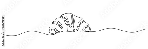 Croissant outlines Continuous one line drawing vector illustration Editable stroke