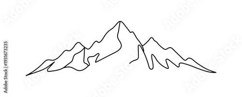 Linear silhouette of mountains Editable stroke