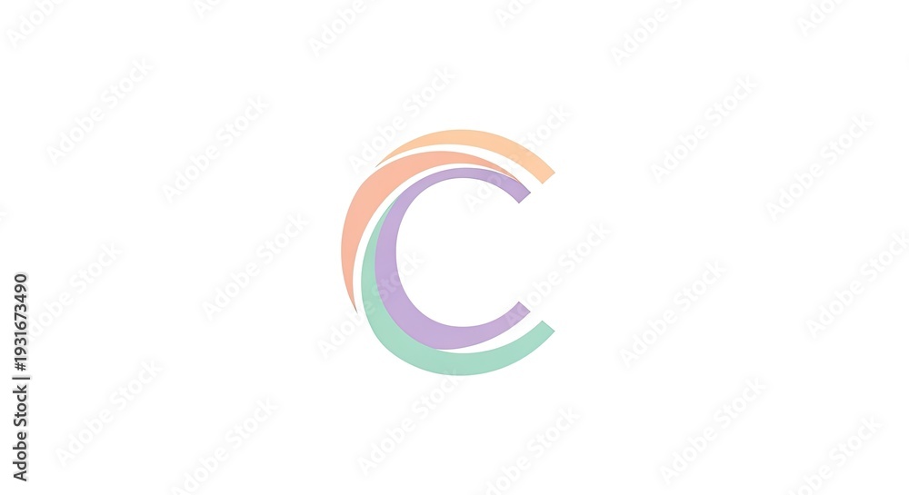 Fototapeta premium Abstract letter c logo in pastel colors for branding and marketing