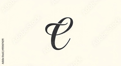 Elegant cursive letter c on creamy background for design and branding