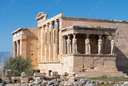 Caryatid statues in Erechtheion, Parthenon temple, Acropolis hill