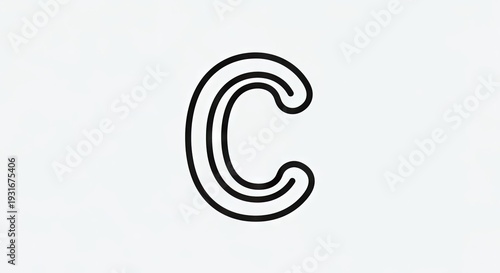 Minimalist black and white letter c graphic design on white background