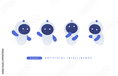 シンプルで使いやすいAI素材。かわいいAIのキャラクター4点セット。