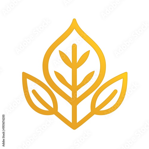 Golden Growth: A radiant symbol of nature's elegance, this illustration features a stylized depiction of flourishing leaves, representing vitality and organic growth.