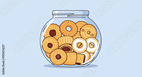 flat illustration of cookies in a jar