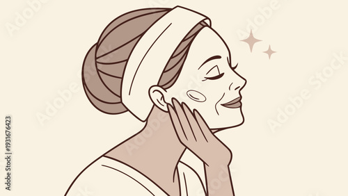 Happy woman with clean skin and a headband feeling refreshed and beautiful.