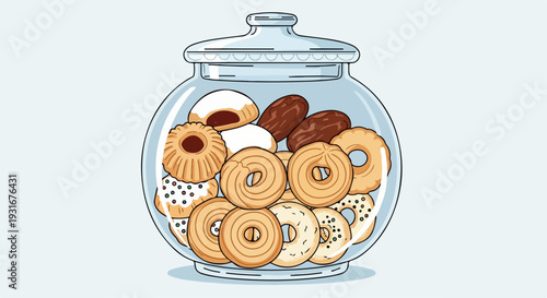 flat illustration of cookies in a jar
