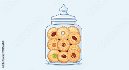 flat illustration of cookies in a jar