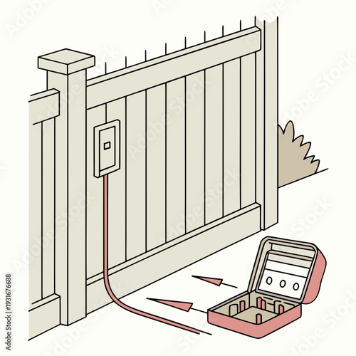 Outdoor Electrical Outlet Installation on a Wooden Fence.