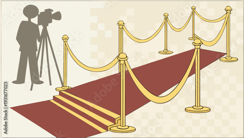 Red Carpet Event with Camera and Stanchions.