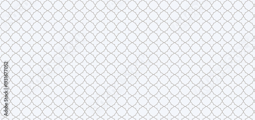 Elegant seamless grey quatrefoil geometric pattern on a clean white background for modern interior design