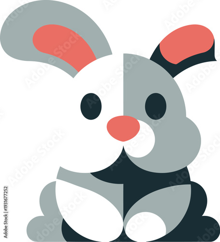 Minimalist minimalist design of a rabbit with bold lines and simple shapes