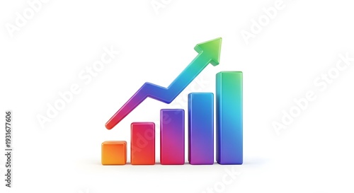 Free Download Colorful bar graph with an upward trending arrow representing growth - GFXLoad