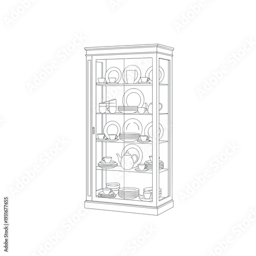 China cabinet, glass front, dish display, fine china storage