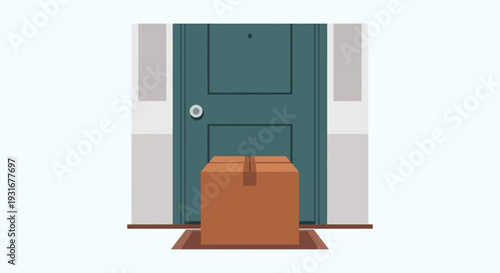 Delivered Package on a Doormat Outside a Front Door