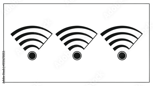 Three Wi-Fi signal icons in a row, representing wireless connectivity