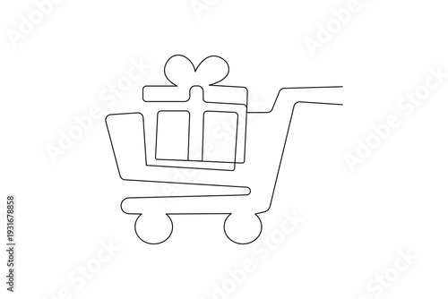 Gift in shopping cart icon