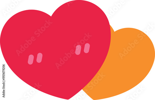 Two hearts overlapping with affection