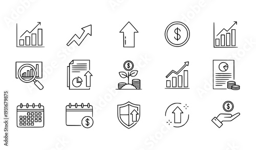 Financial Profit and Revenue Linear Icon Pack
