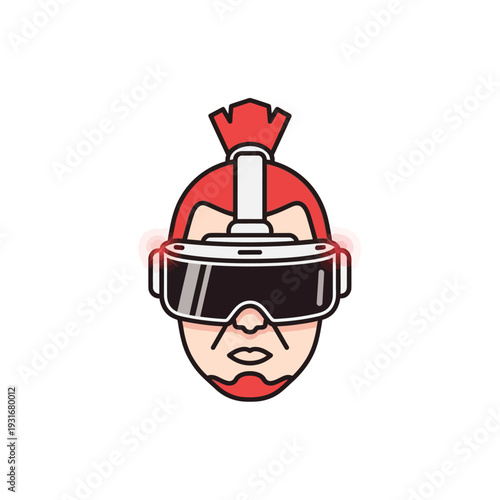 Digital Future: Stylized Character Wearing VR Headset with Red Mohawk