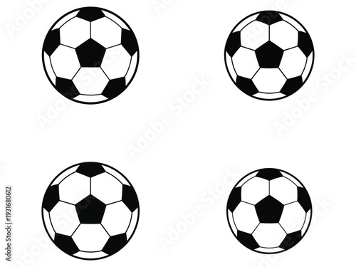 Classic soccer ball set isolated on white background