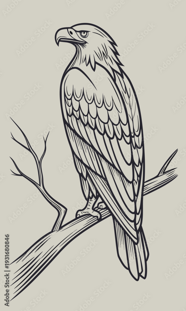 Obraz premium Majestic Eagle Perched on a Branch.