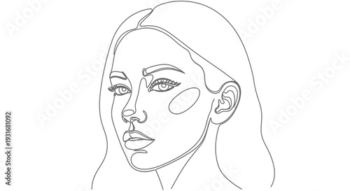 Graceful Lineage: A delicate line art portrayal captures the essence of a woman's face, her gaze captivating and serene.  
