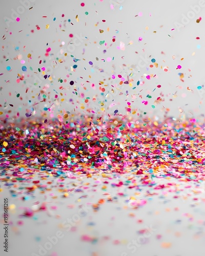 Colorful Confetti Falling on White Surface Creating Festive Vibe