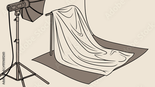 Professional Photo Studio Setup with Softbox and Backdrop.