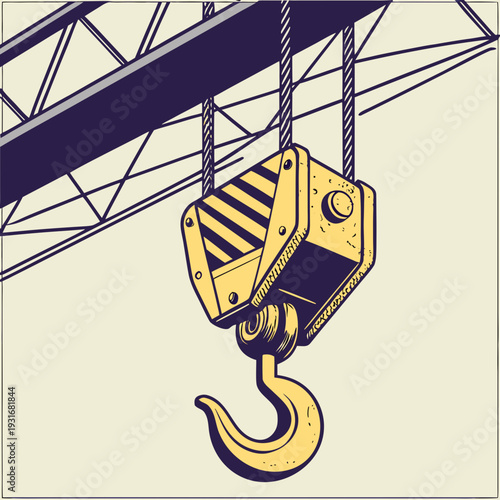 Industrial crane hook close up.