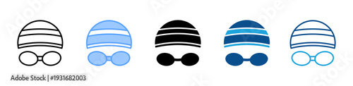 Swim Cap icon multiple style and collection
