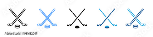Ice Hockey Stick icon multiple style and collection